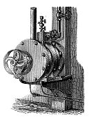 古董插图，应用力学:蒸汽动力旋转机器，考克斯
