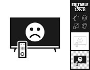 电视上有悲伤的表情。图标设计。轻松地编辑