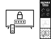 电视与密码。图标设计。轻松地编辑