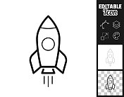 火箭发射的。图标设计。轻松地编辑