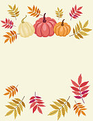 秋天与树叶和南瓜接壤