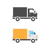 快速航运图标。速递卡车图标平面设计在白色背景。