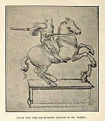 继列奥纳多・达・芬奇的素描之后，斯福尔扎Fr. Sforza骑马雕像的研究，文艺复兴早期艺术