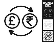 货币兑换-英镑印度卢比。图标设计。轻松地编辑