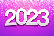 2023 -纸质字体与金色闪光紫色背景