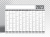 空白背景的2023年德国日历