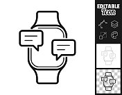 带有聊天气泡的智能手表。图标设计。轻松地编辑