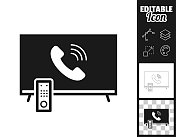 电视与来电。图标设计。轻松地编辑