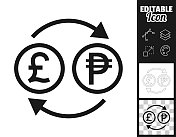 货币兑换-英镑比索。图标设计。轻松地编辑