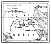 古董插图:土耳其-希腊边界地图