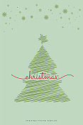 新年快乐。圣诞快乐刻字。抽象松树矢量插图。节日设计为贺卡，请柬，日历等矢量股票插图