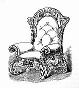白日做梦者:舒适的椅子，在papier-maché有扣的内饰，1851年