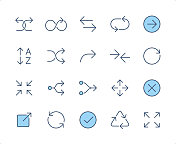 箭头图标集。可编辑的笔划粗细。像素完美的二色图标。 箭头图标集。可编辑的笔划粗细。像素完美的二色图标。