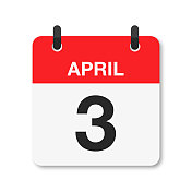 4月3日-每日日历图标-白色背景