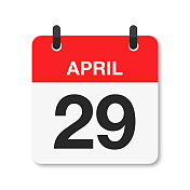 4月29日-每日日历图标-白色背景