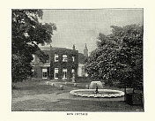 19世纪,19世纪90年代,邱园小屋照片后的复古插图 19世纪,19世纪90年代,邱园小屋照片后的复古插图