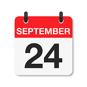 9月24日-每日日历图标-白色背景 9月24日-每日日历图标-白色背景