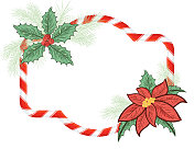 圣诞糖果拐杖框架与节日装饰