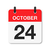 10月24日-每日日历图标-白色背景 10月24日-每日日历图标-白色背景