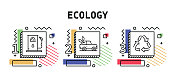 生态，矢量风格的细线图标。图标，信息图形，移动和网页等。颜色视图，准备好模板。