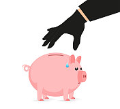 小偷的手正在偷存钱罐…… 小偷的手正在偷存钱罐……