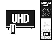 UHD电视。图标设计。轻松地编辑