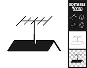屋顶上的电视天线。图标设计。轻松地编辑 屋顶上的电视天线。图标设计。轻松地编辑