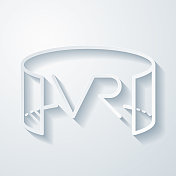 VR―虚拟现实。空白背景上剪纸效果的图标 VR―虚拟现实。空白背景上剪纸效果的图标
