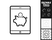 带存钱罐的平板电脑。图标设计。轻松地编辑 带存钱罐的平板电脑。图标设计。轻松地编辑