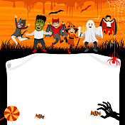 万圣节节日横幅模板。社交媒体广告。邀请或海报设计。恶作剧或处理器 万圣节节日横幅模板。社交媒体广告。邀请或海报设计。恶作剧或处理器