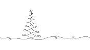一条线画圣诞树。