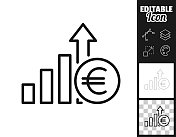 欧元加息。图标设计。轻松地编辑