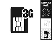 3 g的SIM卡。图标设计。轻松地编辑