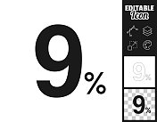 9% - 9%。图标设计。轻松地编辑