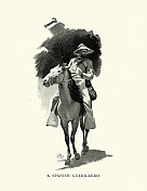 西班牙游击队员，游击队员，士兵，古巴，19世纪，骑在配有步枪的马上