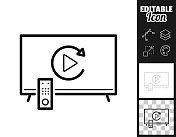 在电视上重播。图标设计。轻松地编辑