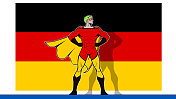 矢量波普艺术德国超级英雄与德国国旗背景股票插图