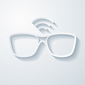 智能眼镜。空白背景上剪纸效果的图标 智能眼镜。空白背景上剪纸效果的图标