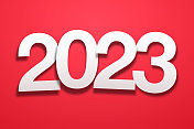 2023年的今天，红色背景的纸质字体