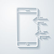 发送到智能手机。空白背景上剪纸效果的图标