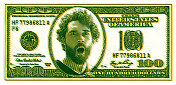 美国一百美元钞票上震惊的表情。通货膨胀。