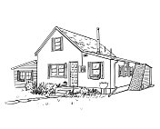 小房子在路上的草图 小房子在路上的草图