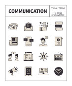 通讯图标集简洁的外观和丰富多彩的设计。