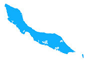 库拉索岛高详细的蓝色地图与地区