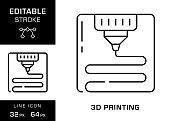 3D打印可编辑笔画线图标设计