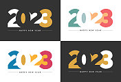 为你的圣诞节准备的2023彩色设计系列新年快乐