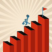 通往成功的阶梯,一个商人爬上不断增长的阶梯,实现了他的目标 通往成功的阶梯,一个商人爬上不断增长的阶梯,实现了他的目标