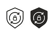 盾牌与锁定安全图标 盾牌与锁定安全图标