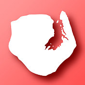 欧罗巴岛地图，红色背景和阴影