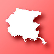 弗留里-威尼斯朱利亚地图在红色背景与阴影